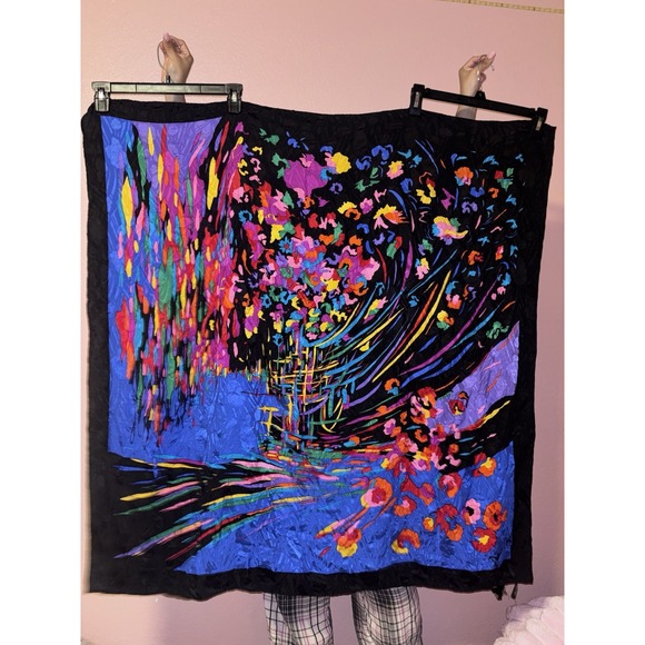 Diane Freis Original 100% Silk Scarf Colorful AbstractVintage Made In Korea